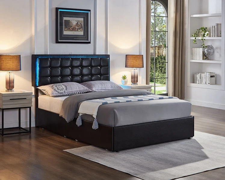 Contemporary Soft IF-5400 Bed (Black & White)