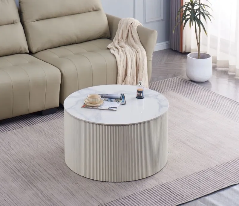 Table basse Valmy céramique blanc marbre blanc