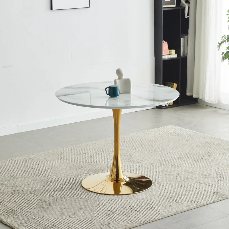 Table à manger Rosa or marbre beige