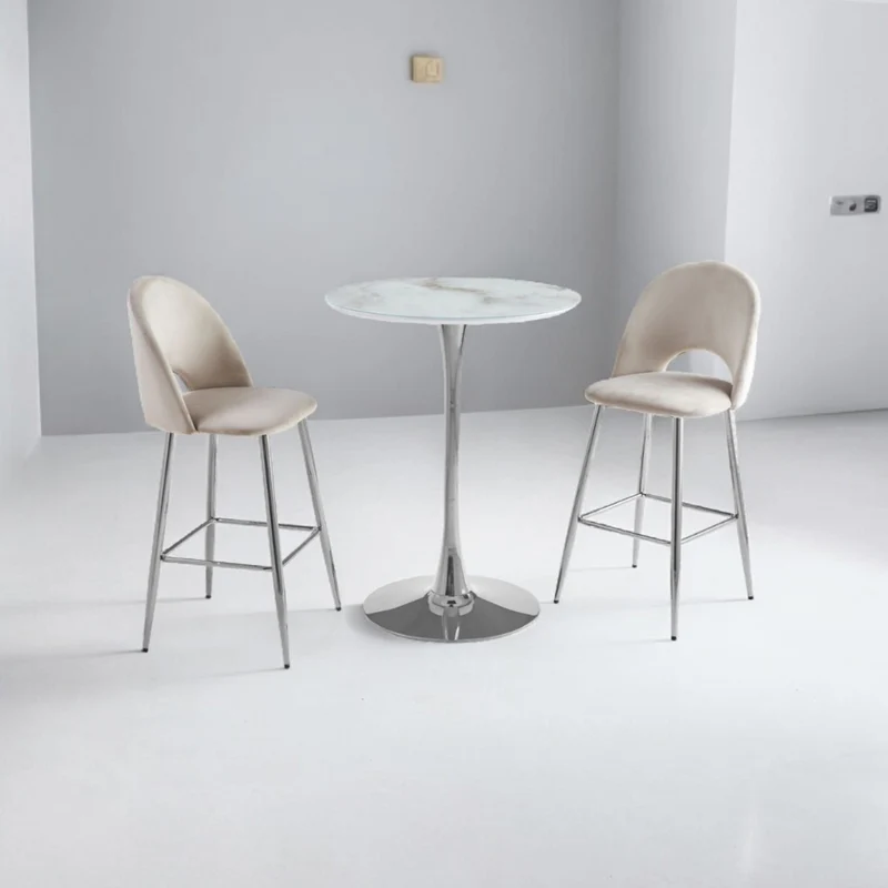 Table de bar Rosa argent marbre