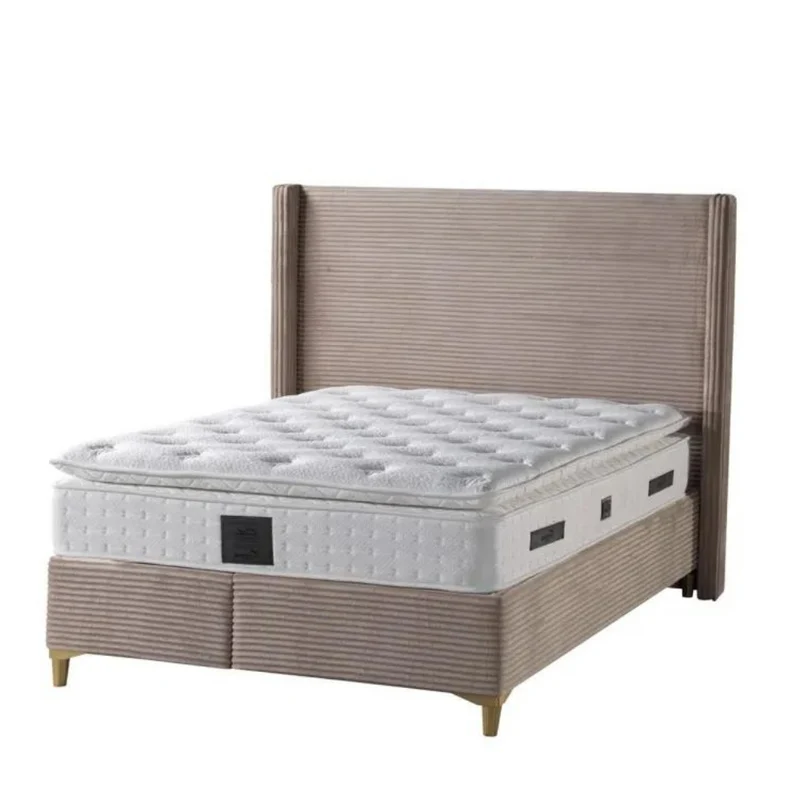 Lit coffre venus velours côtelé taupe