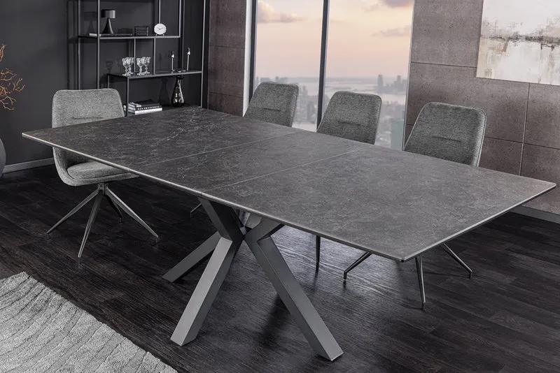 Table à manger extensible ETERNITY 160-200cm céramique gris graphite métal noir