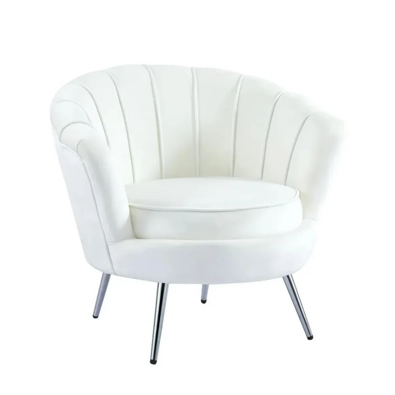 Fauteuil Quinconce Argent velours Ecru
