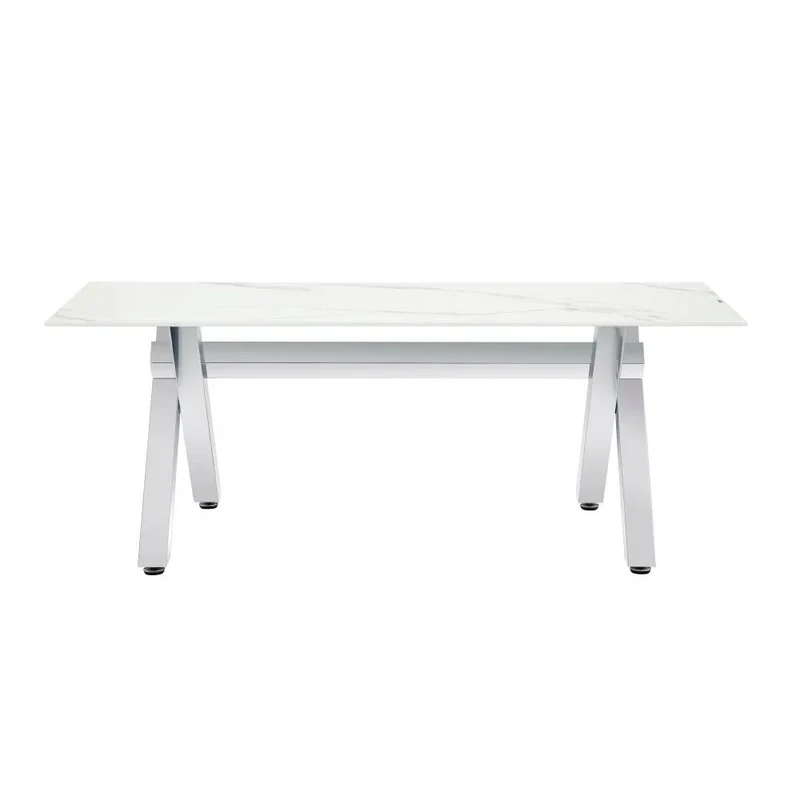 Table basse Ixe marbre blanc pieds chrome