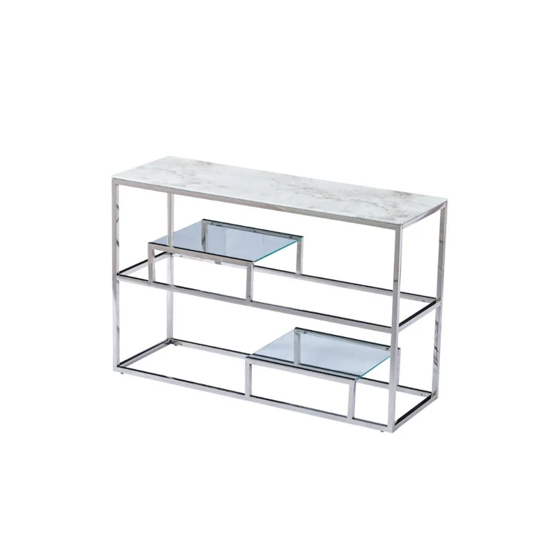 Console Gambetta Argent Marbre blanc