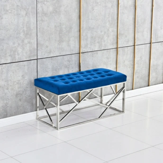 Banquette Géomag Argent velours Bleu