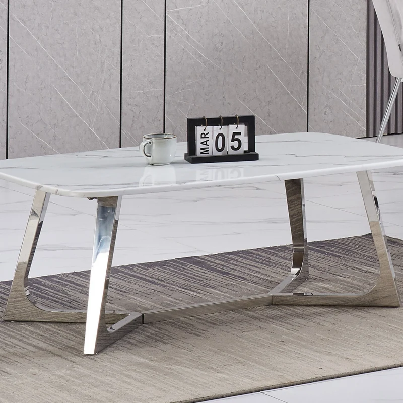 Table basse Chartrons Argent marbre blanc