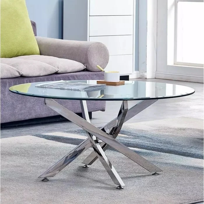 Table basse Victoire Argent Verre trempé
