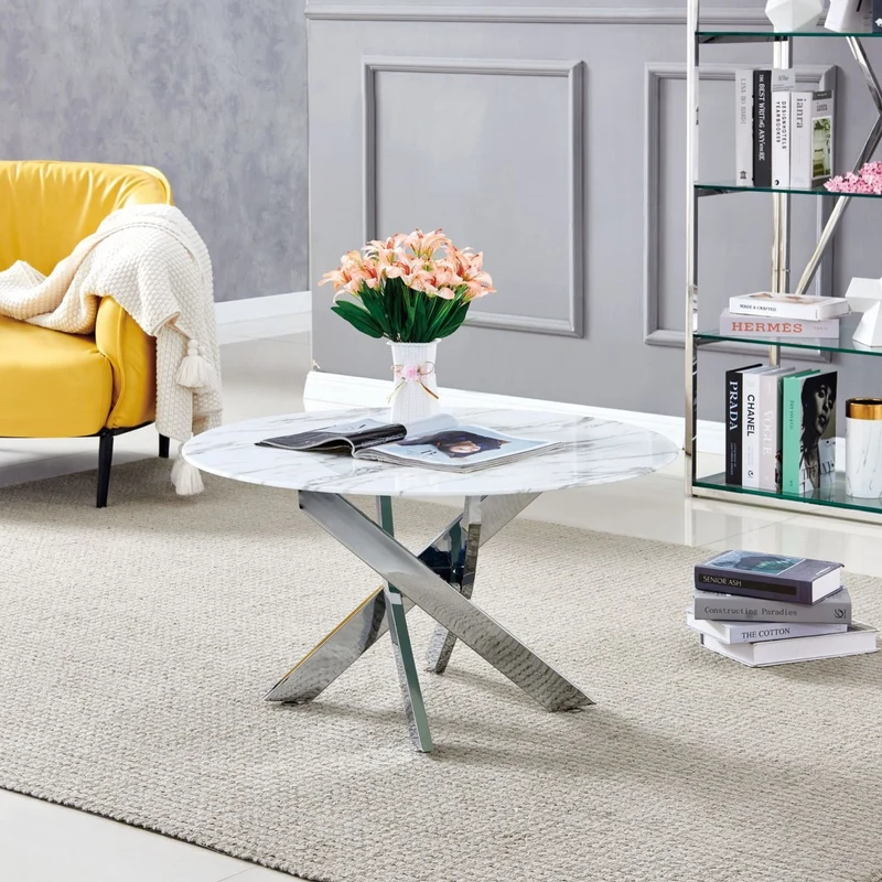 Table basse Victoire Argent Marbre blanc