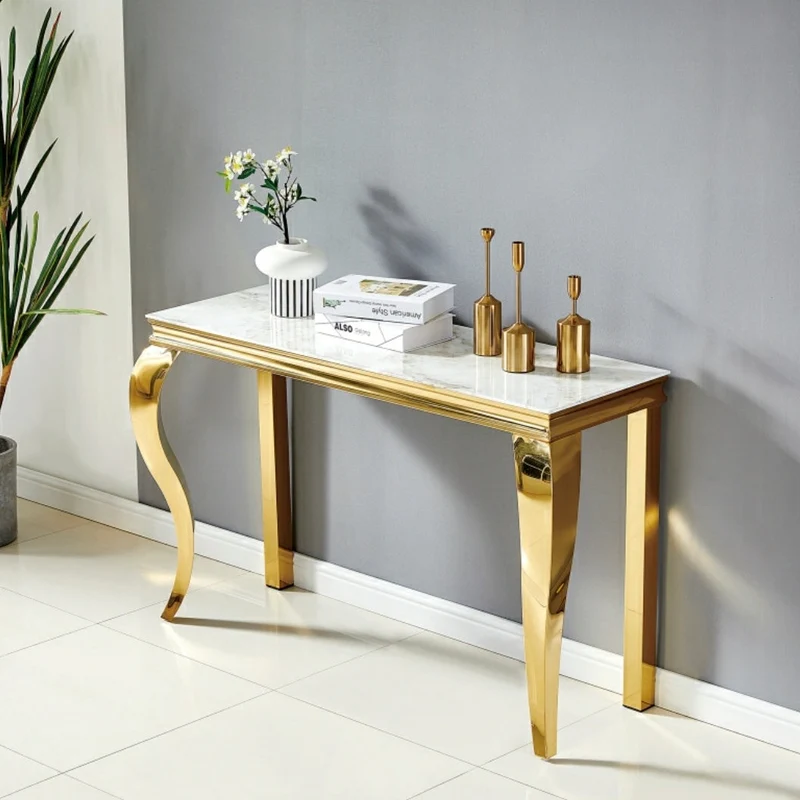 Console Nansouty Or Marbre blanc 120 cm
