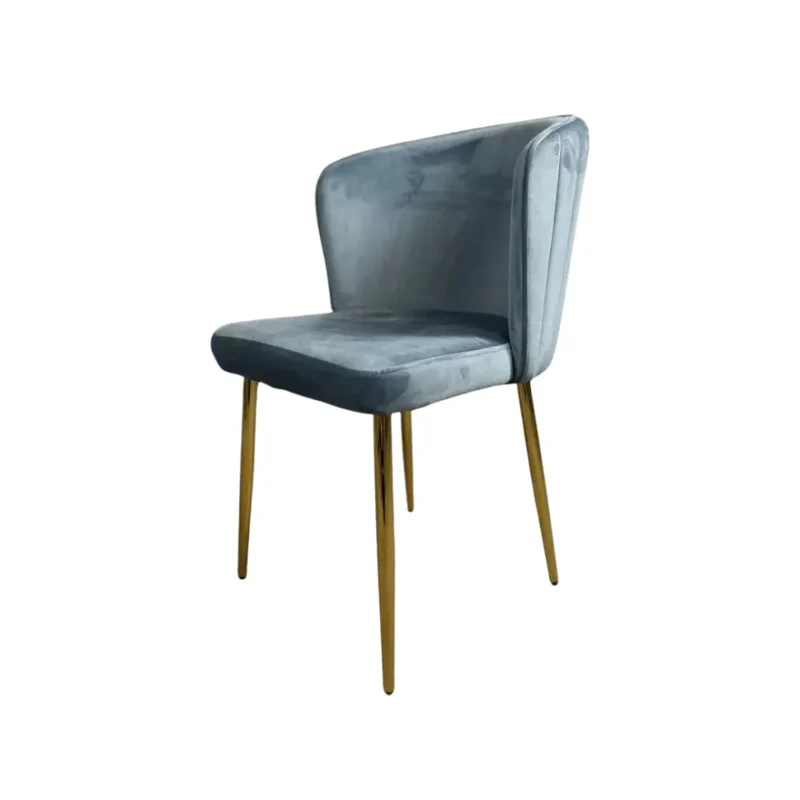 Chaise Diana Or velours Bleu