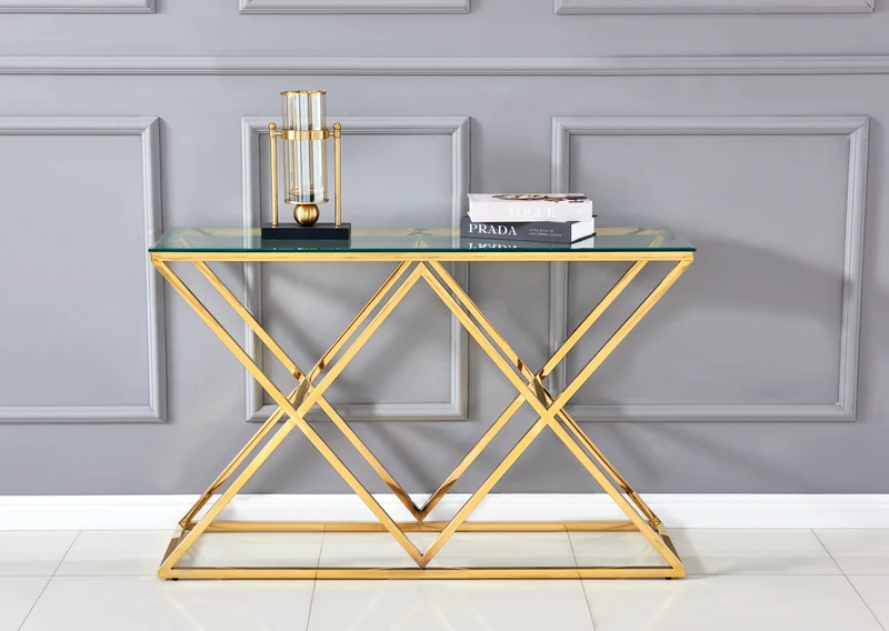 Console Triangle Or verre trempé
