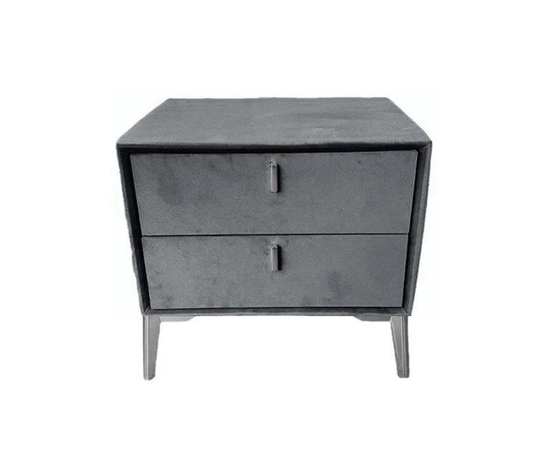 Chevet velours gris pieds argent