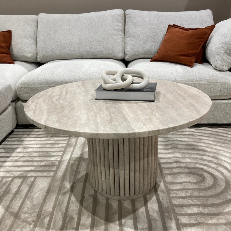 Table basse Travertin Octopus ronde 80cm