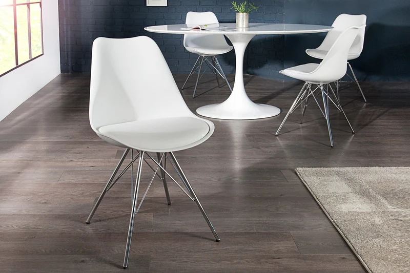 Lot de 2x chaises rétro SCANDINAVIA MEISTERSTÜCK blanche
