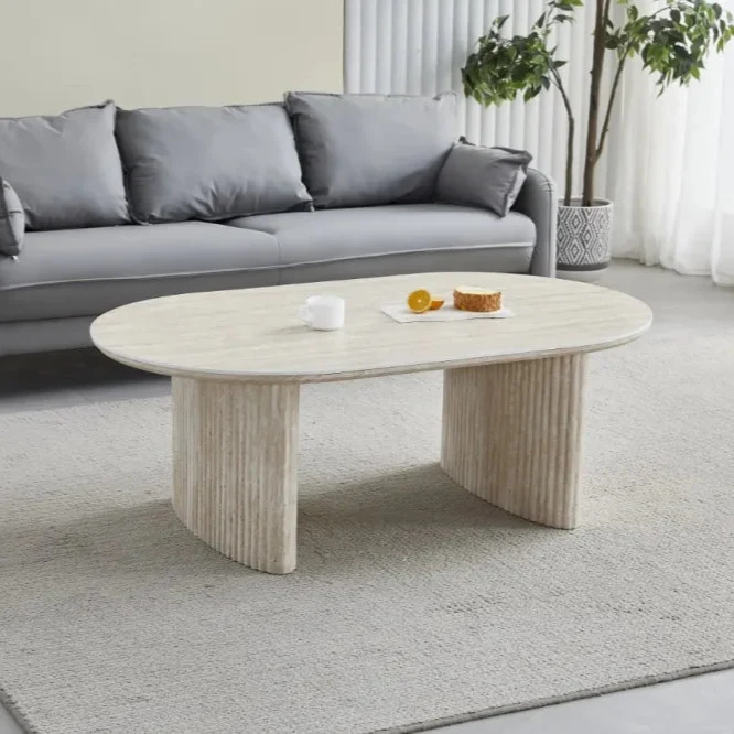 Table basse Josephine plateau céramique effet travertin