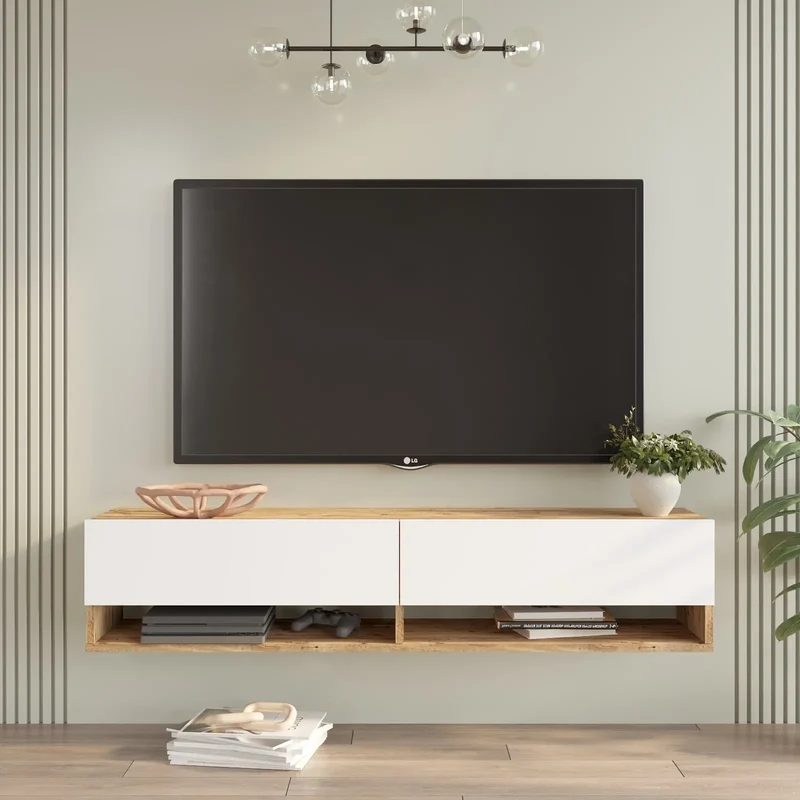 Meuble TV Suspendu Elisa 140 cm - Blanc Mat