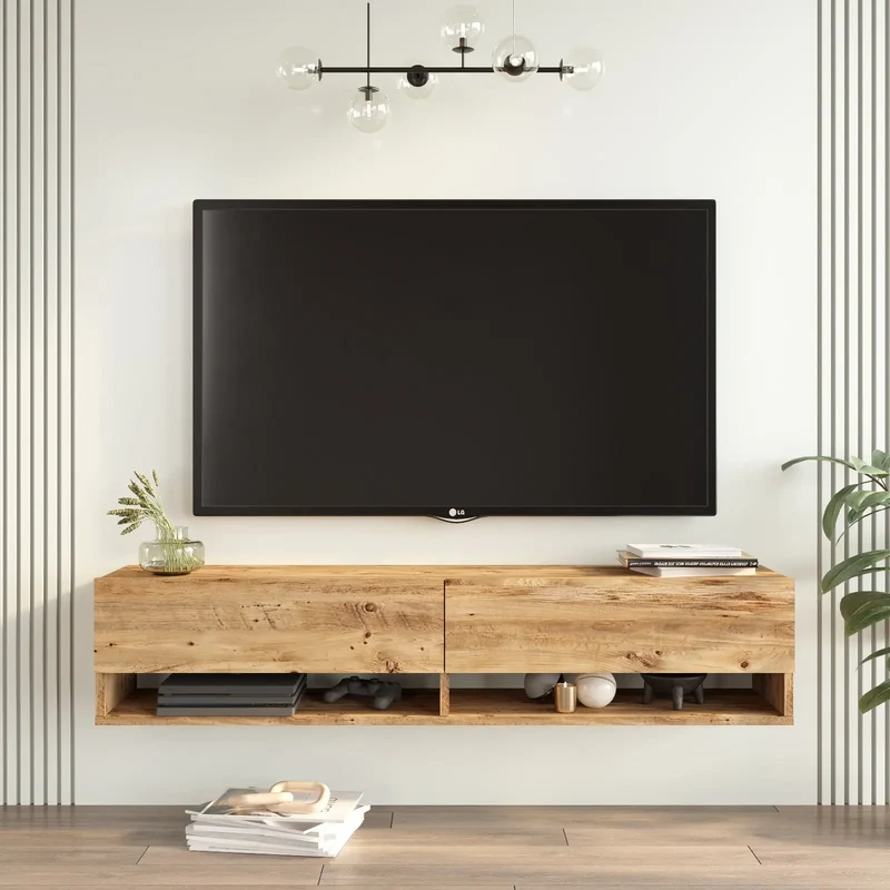Meuble TV Suspendu Elisa 140 cm - Aspect Chêne Naturel