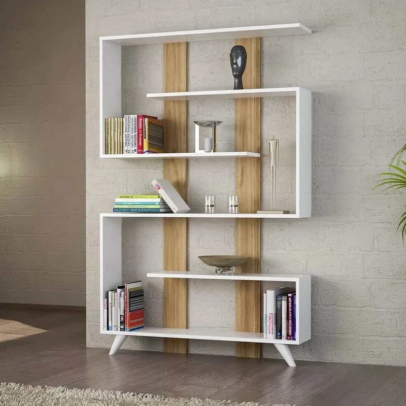 Bibliothèque SCANDINA Bois Blanc & Bois Clair – Design Scandinave