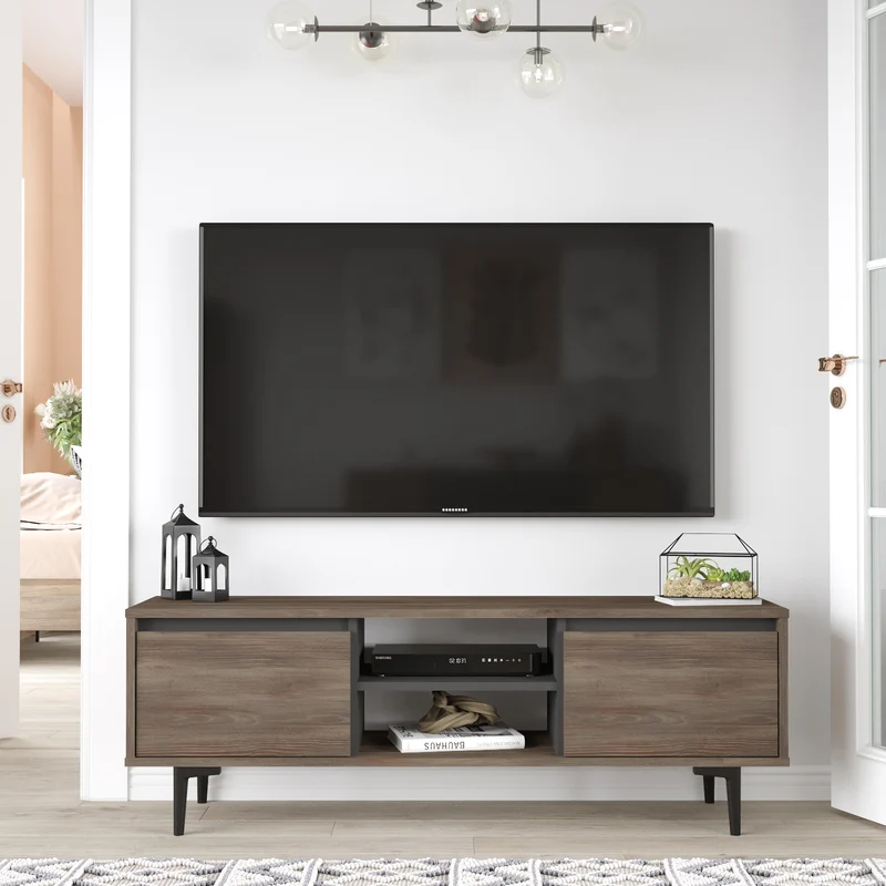Meuble TV Azura 140 cm - Noyer et Noir
