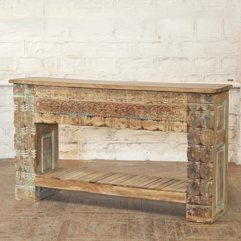 Console en teck et manguier — 64.3×15.8×36.3" — PA33794