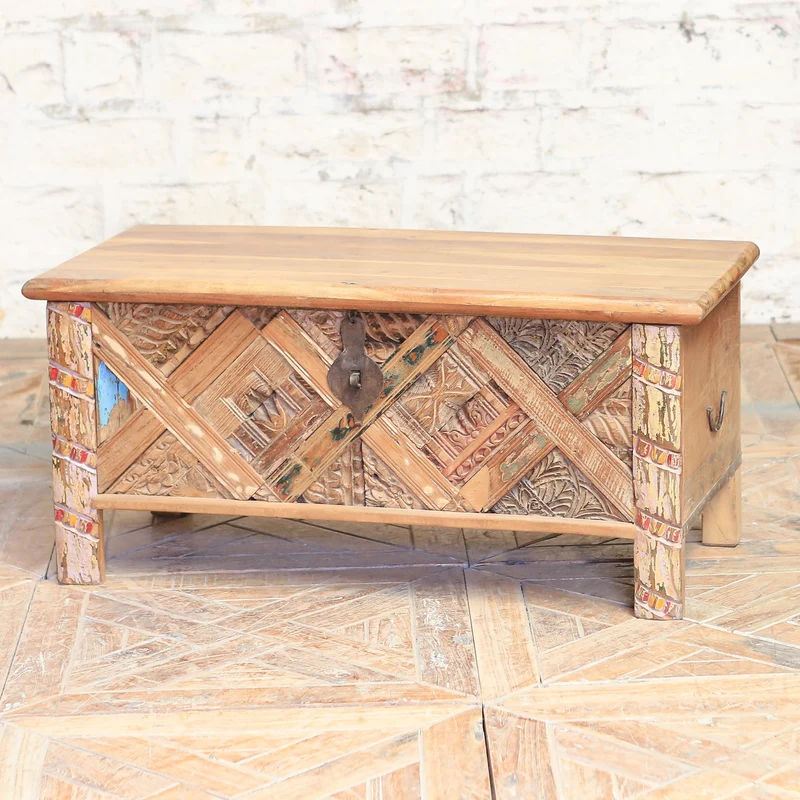 Coffre en teck et bois d’acacia — 39×17×18" — PA20708
