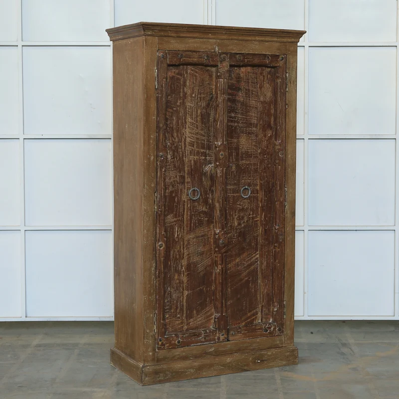 Armoire 2 portes en teck et manguier — 40.5×20×77" — PA26929