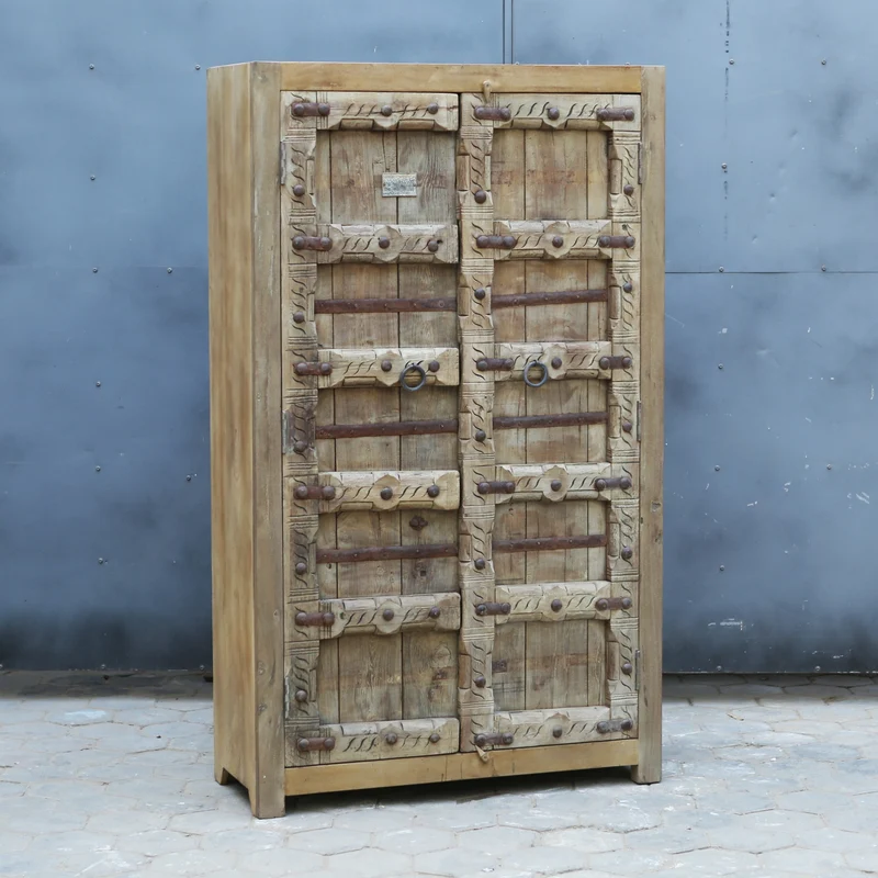 Armoire 2 portes en teck et manguier — 43.5×17.8×73.3" — PA32129