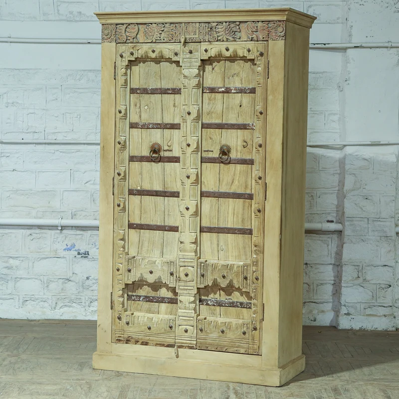Armoire 2 portes en teck et manguier — 49.3×22×85.5" — PA32989