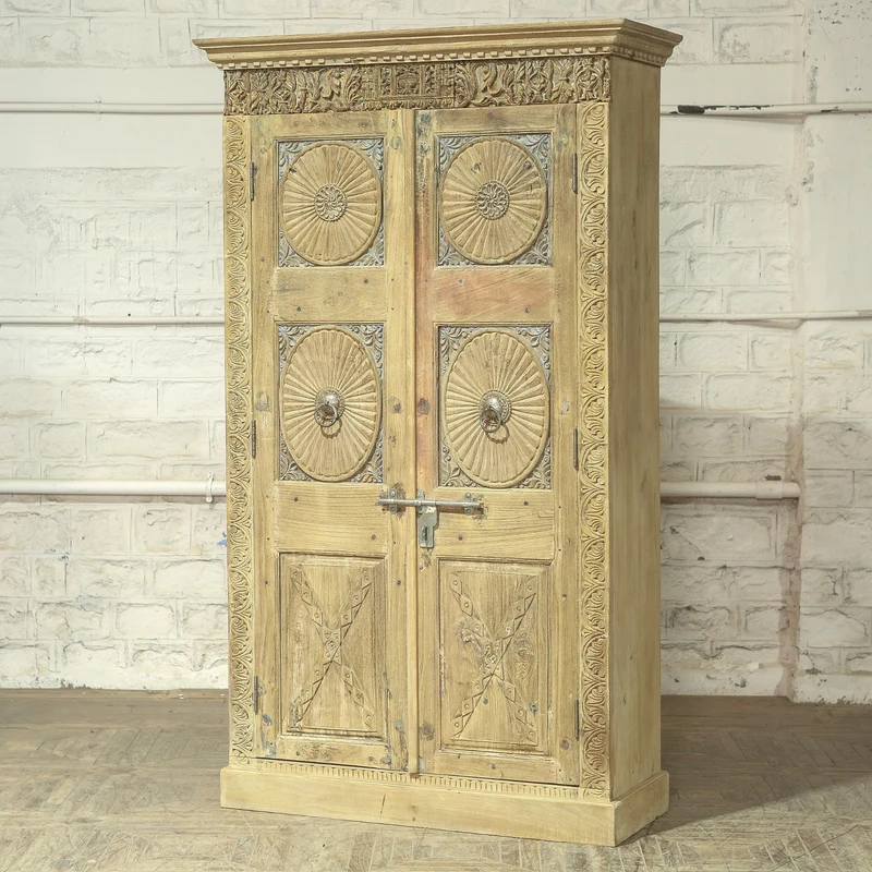 Armoire 2 portes en teck et manguier — 50×19.5×85.2" — PA33188