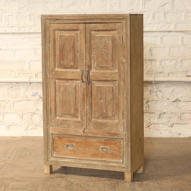 Armoire 2 portes et 1 tiroir en teck et manguier — 35.5×16×61" — PA34236