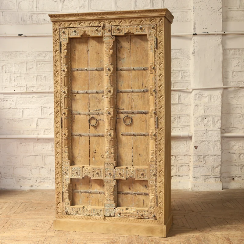 Armoire 2 portes en teck et manguier — 45.3×21×84.3" — PA35539