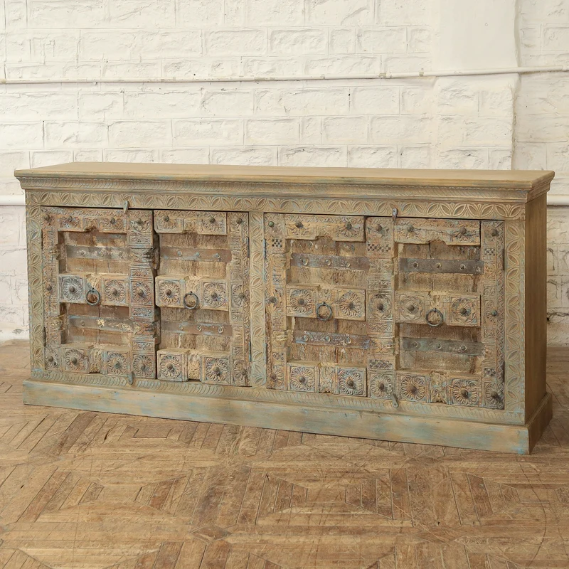 Buffet 4 portes en teck et manguier — 87×20×40" — PA35752