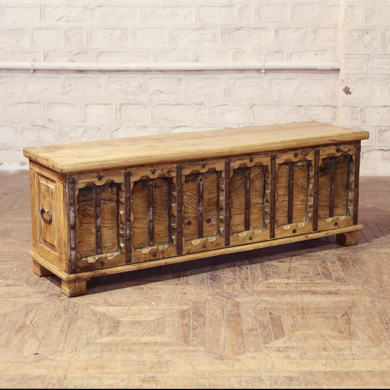 Coffre en teck et bois d’acacia — 65×18×24" — PA35849