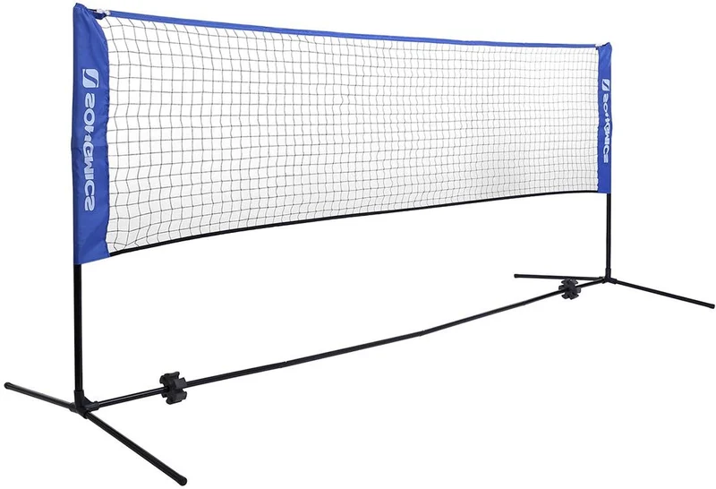 Filet de badminton réglable extérieur 500 x 103 cm facile à installer pour loisirs en PE bleu 12_0009335