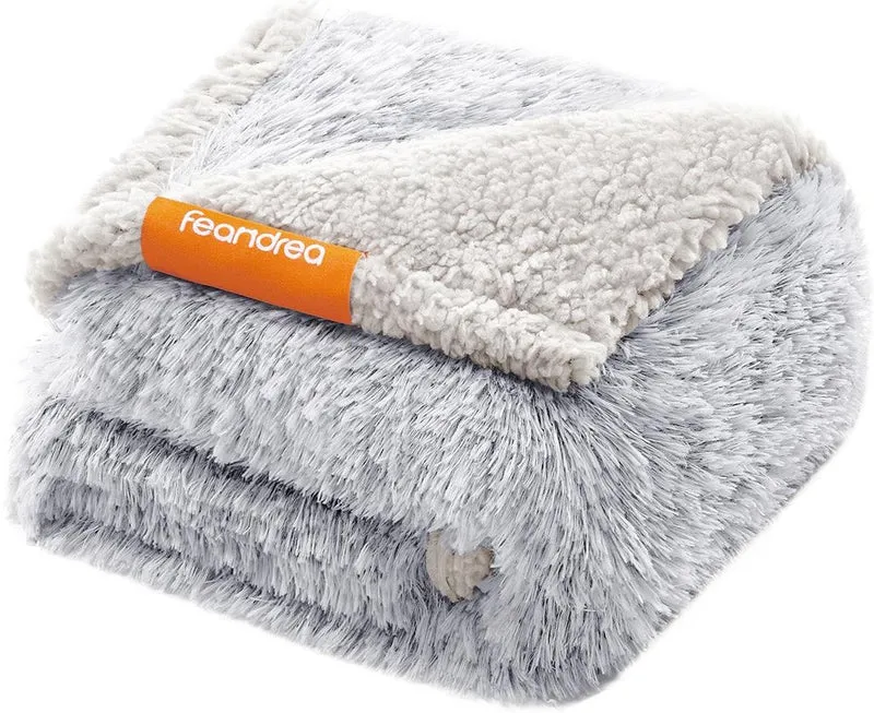 Couverture pour chien réversible protection canapé 73 x 63 cm ambiance cosy en peluche gris ombré 12_0011428