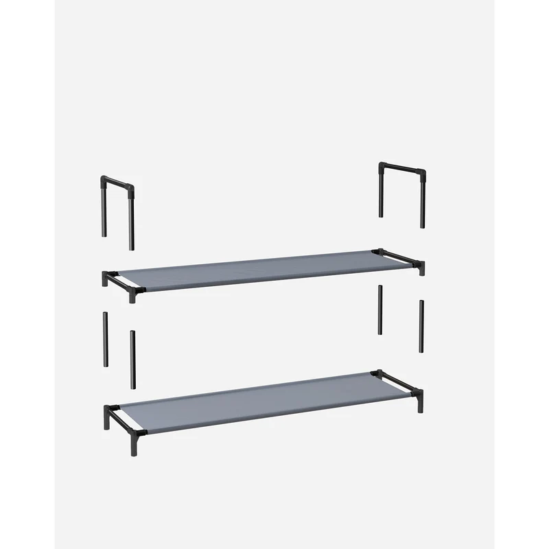 Étagère à chaussures 5 niveaux rangement entrée 28 x 45 x 173 cm design moderne finition mate en métal gris 12_0010491