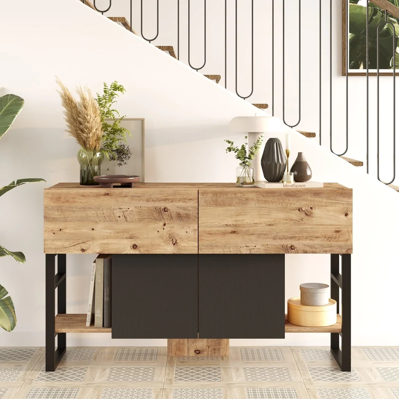 Console JUNO Bois & Acier - Design Industriel 140x43 cm