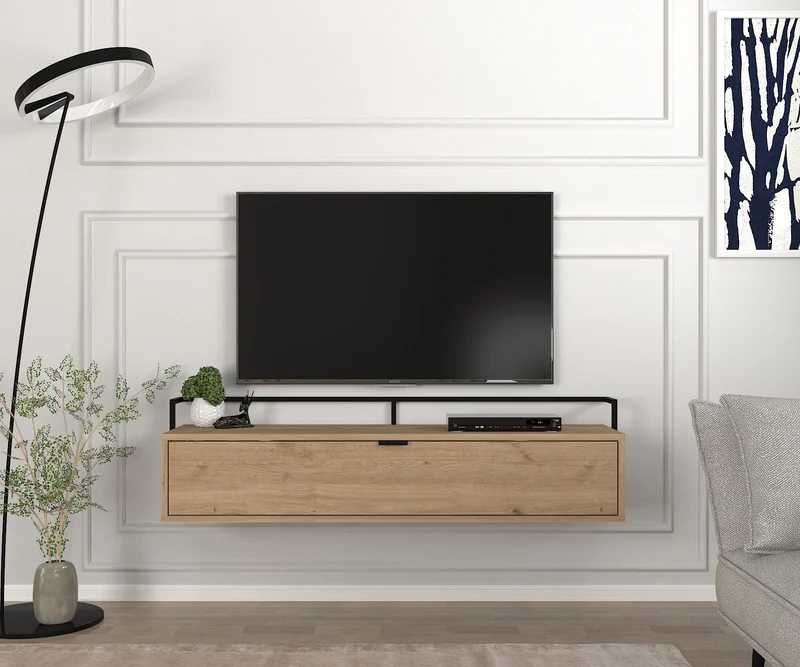 Meuble TV suspendu PENTA 140 cm design moderne avec rangement