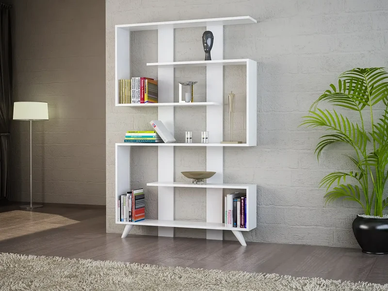 Bibliothèque Scandina Blanche - Étagère Design - Rangement Moderne & Fonctionnel