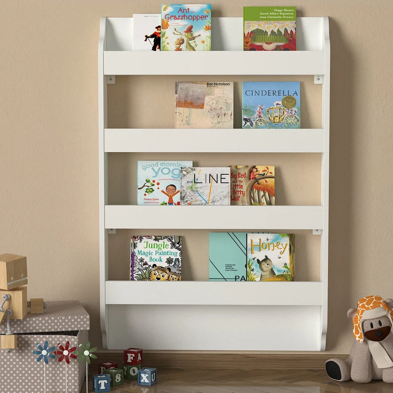 Bibliothèque enfant murale Montessori blanche 80 x 120 cm