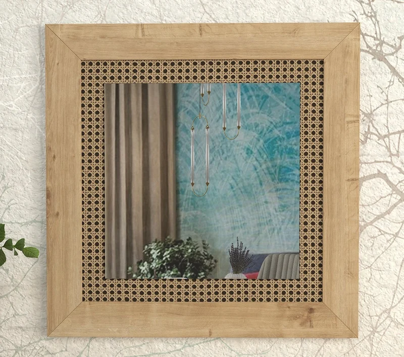 Miroir Carré Rotin Madura 72x72