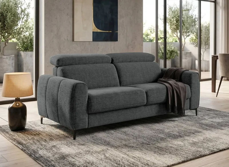 Canapé convertible express 3 places en velours texturé gris CALEB
