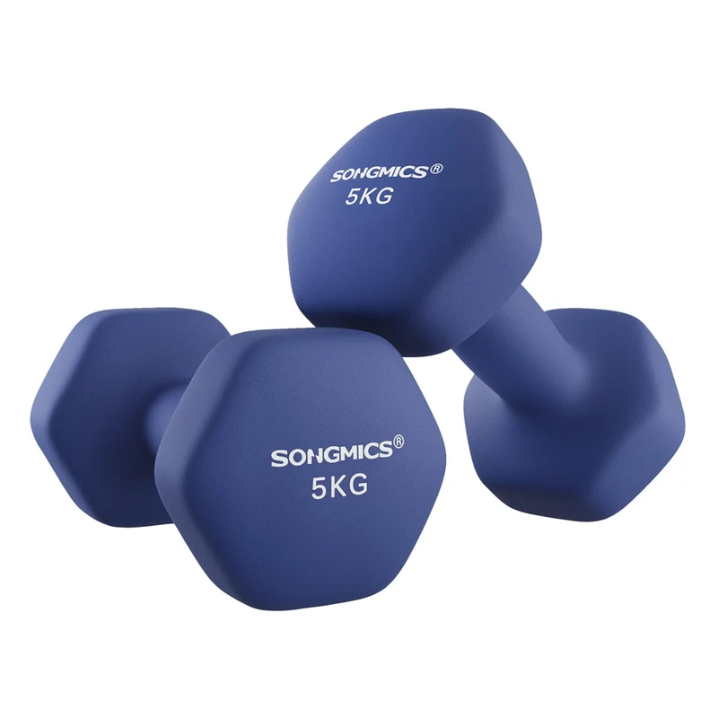 Lot de 2 haltères haltères hexagonaux avec surface en vinyle pour fitness exercice entraînement pour salle de sport domicile 12_0006239