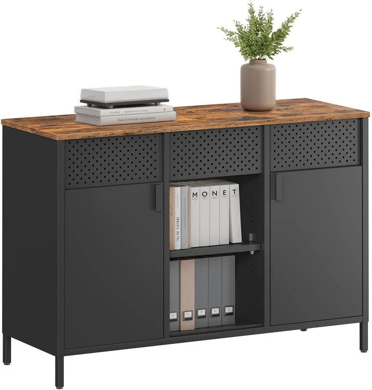 Armoire de rangement design moderne avec étagères réglables 40 x 110 x 76 cm en aggloméré marron rustique 12_0012221