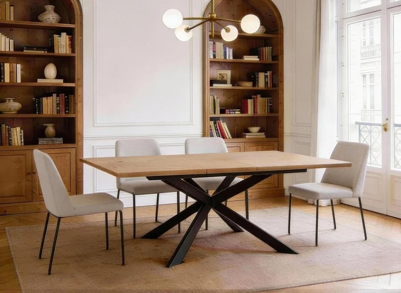 Table à manger extensible couleur bois 10 personnes 160-200 cm ODINE