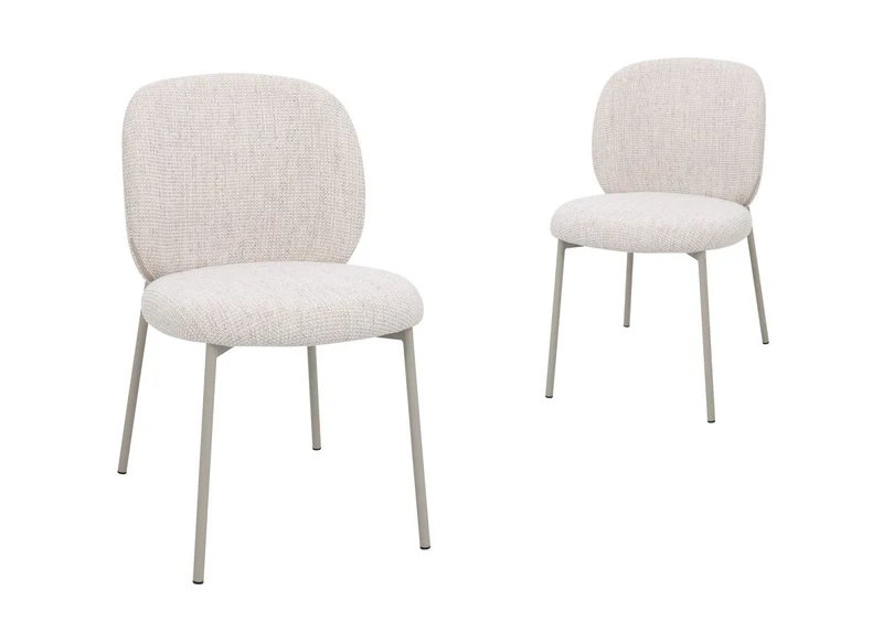 Lot de 2 chaises en tweed écru et pieds en métal gris MARCUS