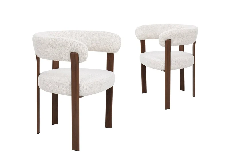 Lot de 2 chaises en velours tissé écru pieds en métal marron DIEGO