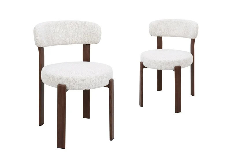 Lot de 2 chaises en velours tissé écru pieds en métal marron MARYSE