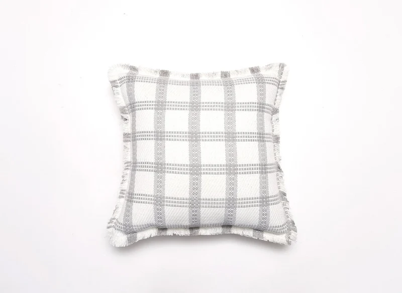 Coussin blanc et gris clair à carreaux 45x45 cm WARMY